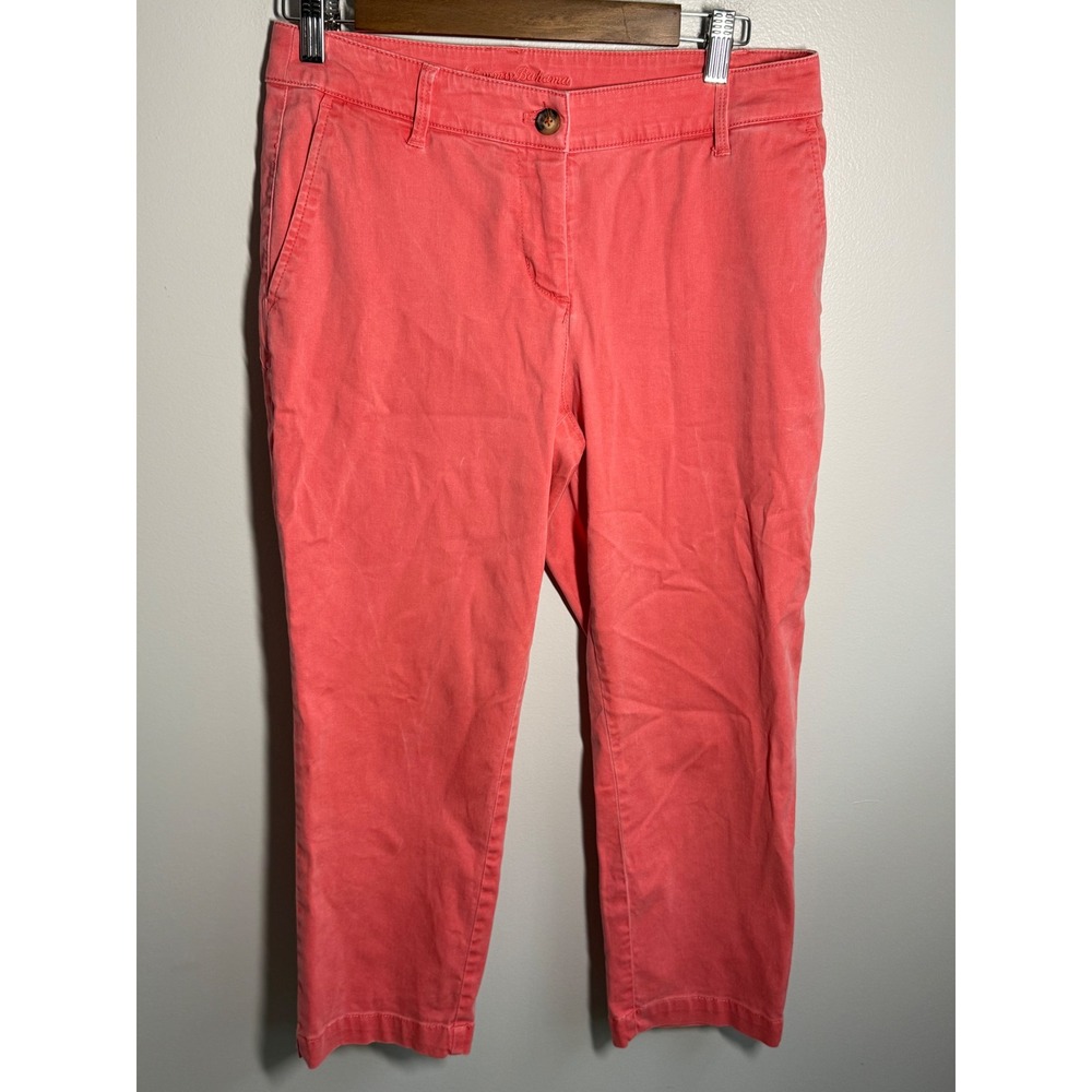 Tommy Bahama Womens Coral Pink Chino Pants Size 4 Cotton Tencel Stretch Ankle